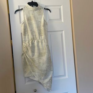 Mock neck asymmetrical dress